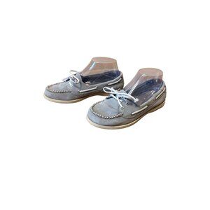 Sperry Light Grey Suede Skimmer Boat Shoes Nautical Comfort Casual Loafers Size